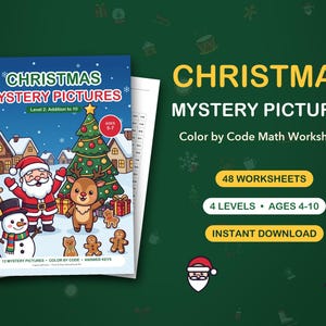 Desenhos Misteriosos de Natal: 48 Folhas de Atividades Matemáticas para Colorir por Números (4 a 10 anos)