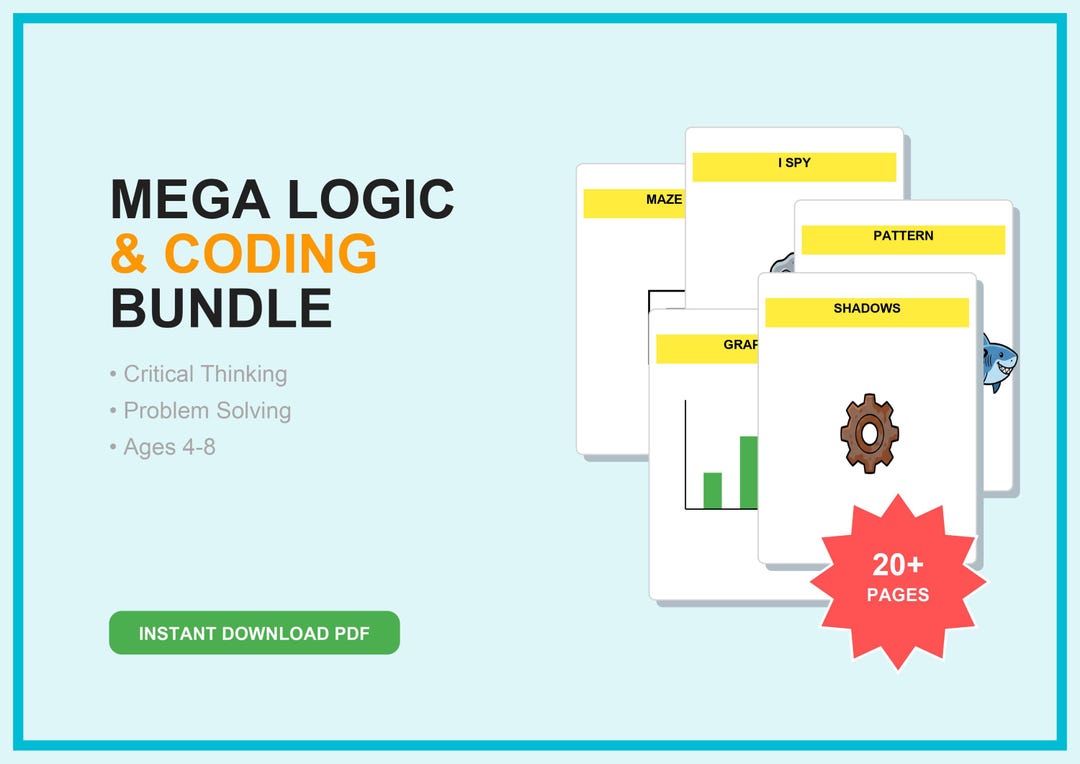Preschool Logic & Coding Activity Bundle - 20+ Pages | Printable Maze ...