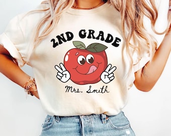 Comfort Colors 2nd Grade Teacher Shirt, Custom Elementary School Tee