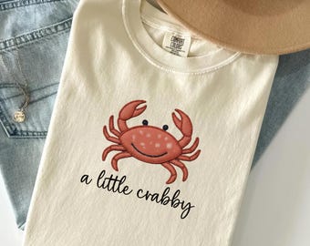Faux Patchwork Summer Shirt, A little Crabby Shirt, Funny Meme Shirt,  Funny Summer Shirts, Coastal Shirt, Ocean Shirt, Beach Clothes