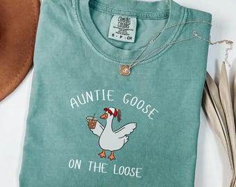 Comfort Colors Shirt, Auntie Silly Goose Shirt, Cool Aunts Club Shirt, Funny Goose Aunt Shirt, New Pregnancy Announcement Tee, Funny Aunt