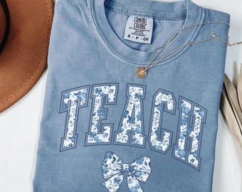 Comfort Colors Floral Teacher Shirt, Back To School Tee