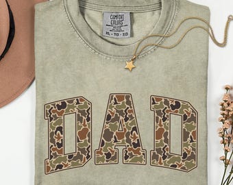Comfort Colors Dad Shirt, Duck Camo Retro Daddy Tee