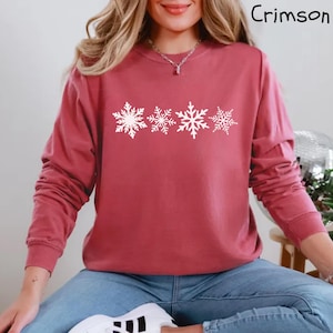 Long Sleeve Winter Shirt Comfort Colors Long Sleeve Shirts for Women Holiday Shirt Cute Winter Shirt, Funny Winter Shirt, Snowflake Shirt