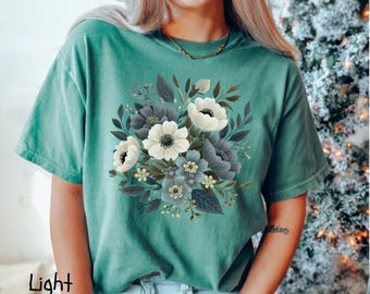 Vintage Pressed Flowers Comfort Colors Shirt, Boho Floral Tee