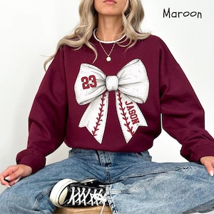 Custom Baseball Sweatshirt, Baseball Mom Shirt, Baseball Game Day Shirt, Baseball Season Shirt, Baseball Bow Shirt, Baseball Mama Shirt