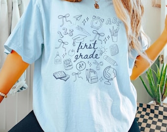 Comfort Colors First Grade Teacher Shirt, 1st Grade TShirt, Teacher Appreciation Shirt, Elementary School Shirt, Back To School Teacher Team