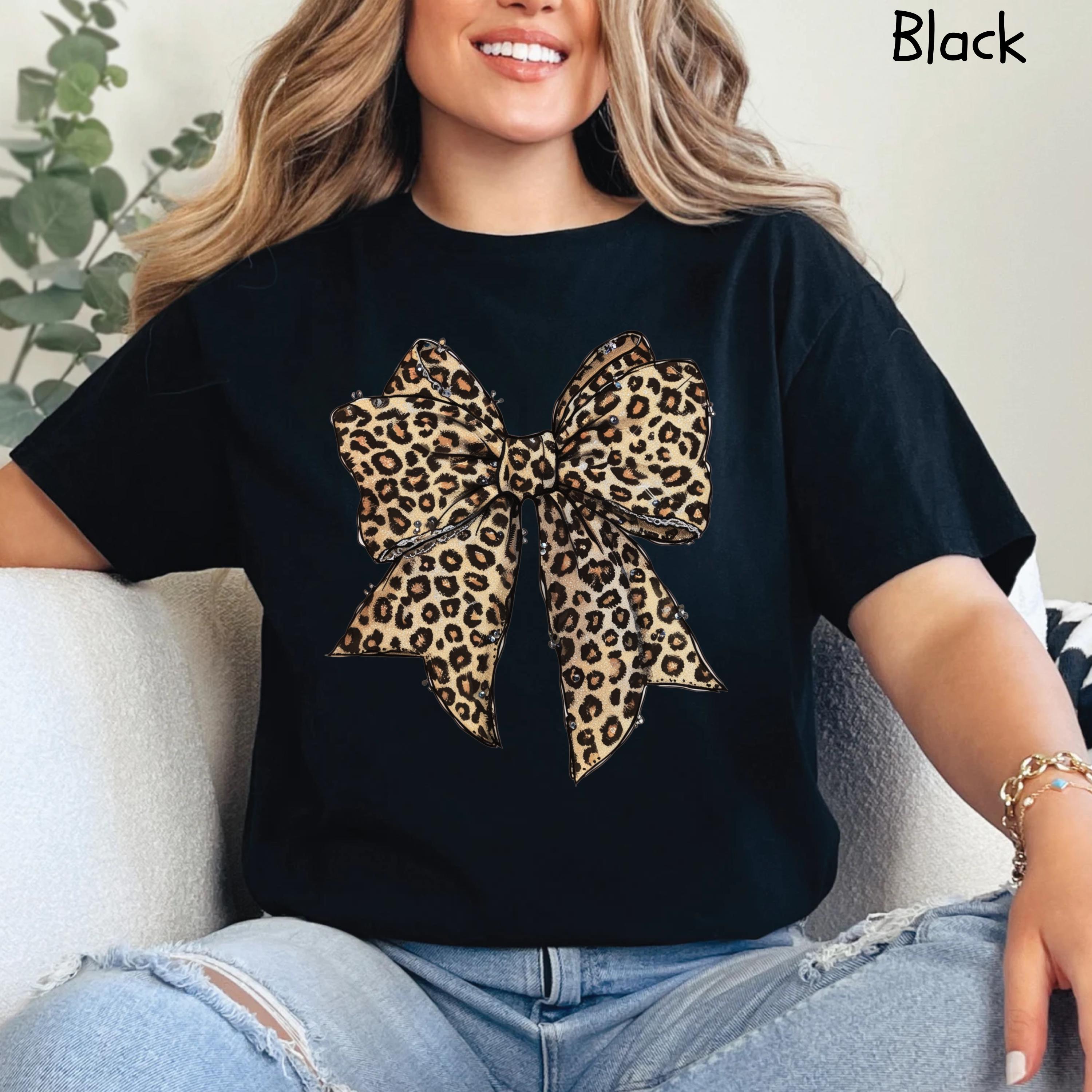 Comfort Colors Leopard Bow Shirt - Girly Animal Print Tee - Etsy