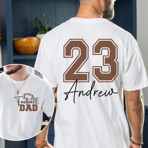 Custom Football Dad Shirt, Name and Number Football Shirt, Football Team Shirt, Football Lover, Sports Dad Shirt, Football Comfort Colors®