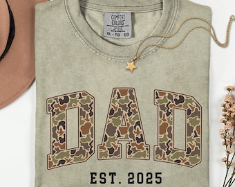 Custom Comfort Colors Camouflage Dad Shirt, Custom Fathers Day Gift, Shirt For Father, New Dad Shirt, Custom Dad Est Shirt, Gift for Grandpa