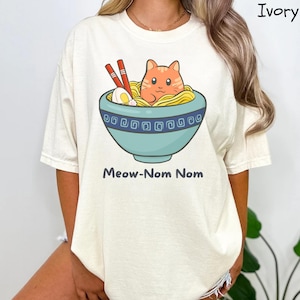 Funny Cat Shirt, Ramen Cat T-Shirt, Cat Lover Gift, Kawaii Shirt, Anime Cat Shirt, Japanese Shirt, Foodies Shirt, Ramen Lover, Kitty Tee