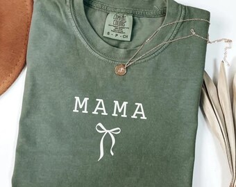 Comfort Colors Mama Shirt: Bow Graphic Tee, Girly Mom Gift