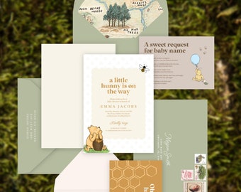 Winnie the Pooh Baby Shower Invitation Suite | Editable Baby Shower Invite Set | Digital Download