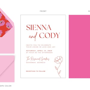 Red & Pink Wedding Invitation Suite 03 Canva Template | Editable ...