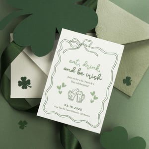 Eat, Drink, and Be Irish | St. Patrick’s Day Invitation | Canva Template | Digital Download