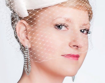 Elegant Silk Dupioni Pillbox Wedding Hat - Made to Order - Ships in 4 Weeks