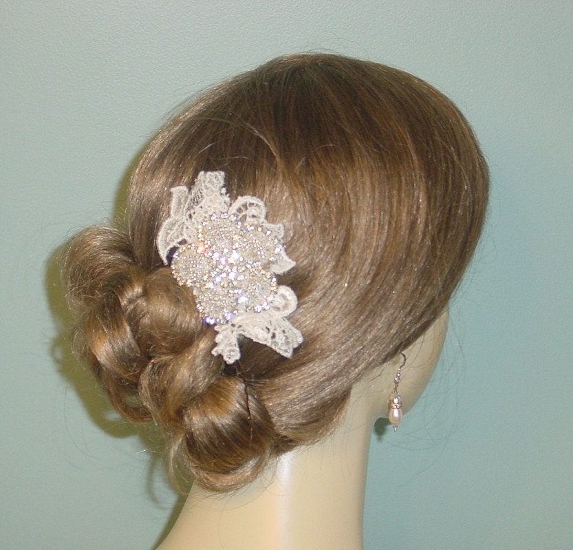 Lace Wedding Fascinator English Veiling Rhinestones Ready to Etsy