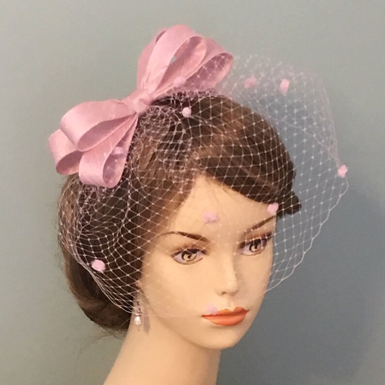 Birdcage Veil W Bow Headband Fascinator for Wedding Bridal Etsy