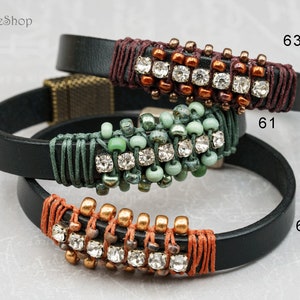 Leather Bracelet with Rhinestones cd61 cd62 cd63