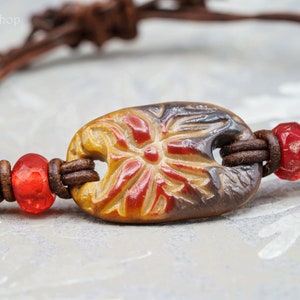 Leather Cord Bracelet with Polymer Clay Connector CDB 9