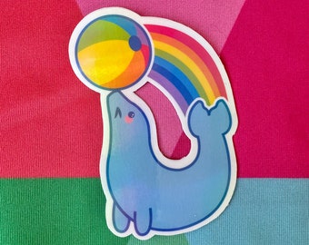 Rainbow Seal - Holographic Vinyl Sticker