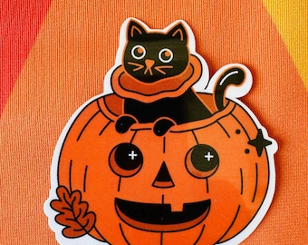 Jack-O-Lantern Kitty - Vinyl Sticker