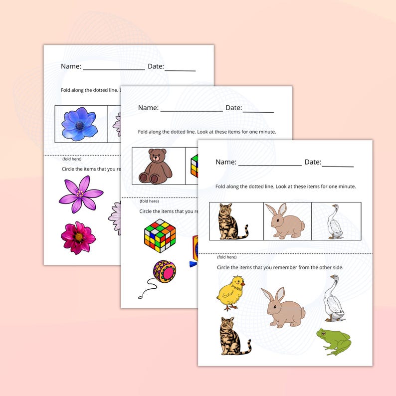 Memory Exercise Worsheet Senior Mental Memory Challenges Cognitive ...