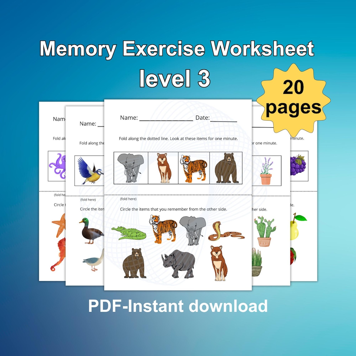 Memory Exercise Worksheet Dementia Activities Cognitive Exercise Memory ...