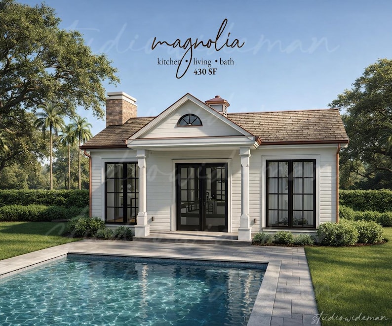 Southern Coastal Pool House Floor Plan With Full Bath and Kitchen ADU ...