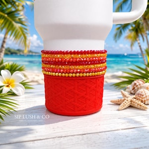 Island Party Mix Tumbler Bracelet Stack | Red Yellow Orange | Karol G Inspired