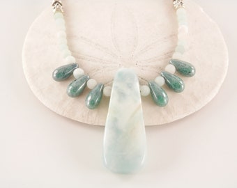 Amazonite, Glass and Pewter Necklace