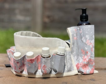 Essential Oil Belt, Raindrop belt, Aromatouch Belt, Massage Belt - Ready to Ship, Pink White and Grey Floral, Cream