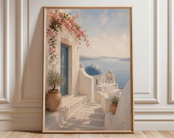 サントリーニ島 水彩画 ギリシャ オリジナル絵画 オーダーメイド 旅行