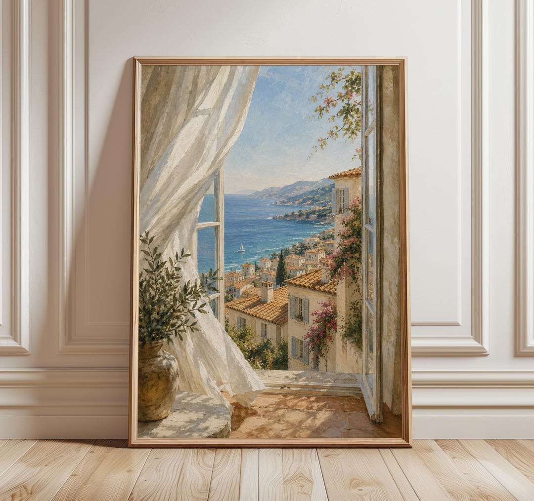Italian Riviera Windows French Riviera Window View Print, Coastal Wall Art, Mediterranean ...