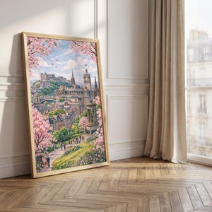 Edinburgh Poster | Edinburgh Castle Print | Scotland Wall Art | Pastel Cityscape Decor | Princes Street Gardens View | Travel Gift image 2