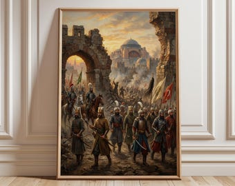 Osmanska janitsjarer in i Istanbul Tryck: Konstantinopels fall Tryck | Islamisk konstdekor