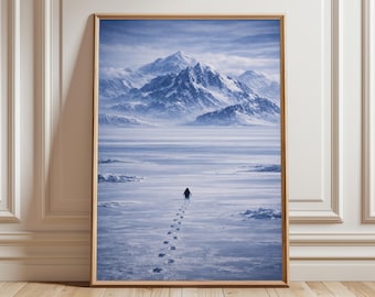 Lone Penguin Journey-kunstafdruk | Surrealistisch poollandschap
