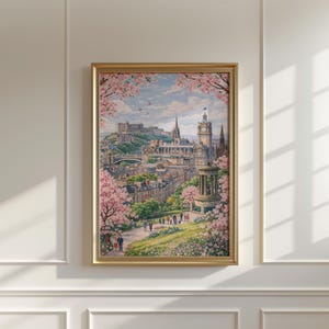 Edinburgh Poster | Edinburgh Castle Print | Scotland Wall Art | Pastel Cityscape Decor | Princes Street Gardens View | Travel Gift image 3