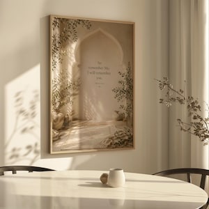 Islamic Quran Verse Wall Art, Remember Me Print, Feminine Muslim Prayer Room Decor, Neutral Ramadan Islamic Poster image 6