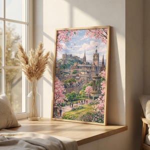 Edinburgh Poster | Edinburgh Castle Print | Scotland Wall Art | Pastel Cityscape Decor | Princes Street Gardens View | Travel Gift image 4