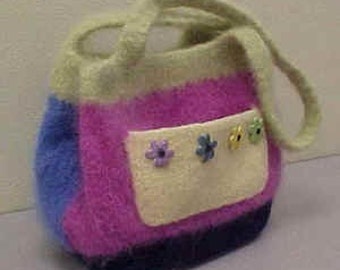 The Flower Power Felted Hand Knit Bag Pattern PDF