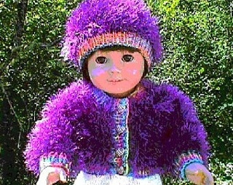 Knit PDF Pattern for American Girl Doll - Cardigan and Hat