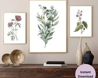 Modern Wall Art Set of 3, PRINTABLE Wall Art, Nursery Wall Art, Teen Girl Room Decor, Floral Wall Art, Colorful Wall Art, Girls Room Decor