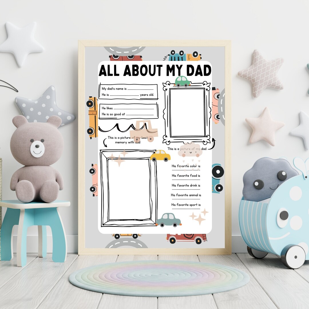All About My Dad Printable, Personalized Gift for Dad, Bonus Dad, Fill ...