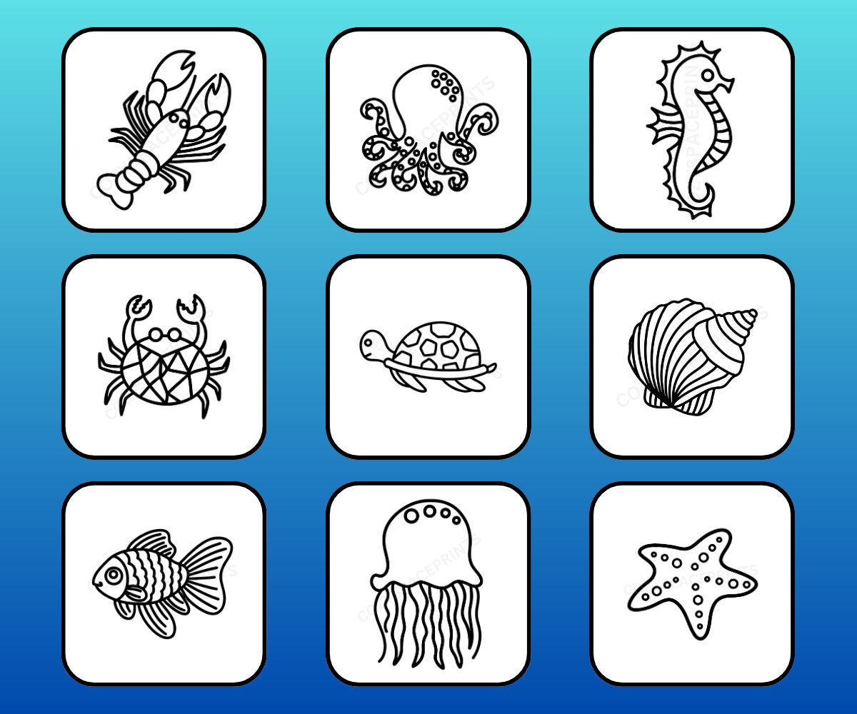 Cute Aquatic Animal Coloring Pages 9 Printable Simple and Bold Coloring