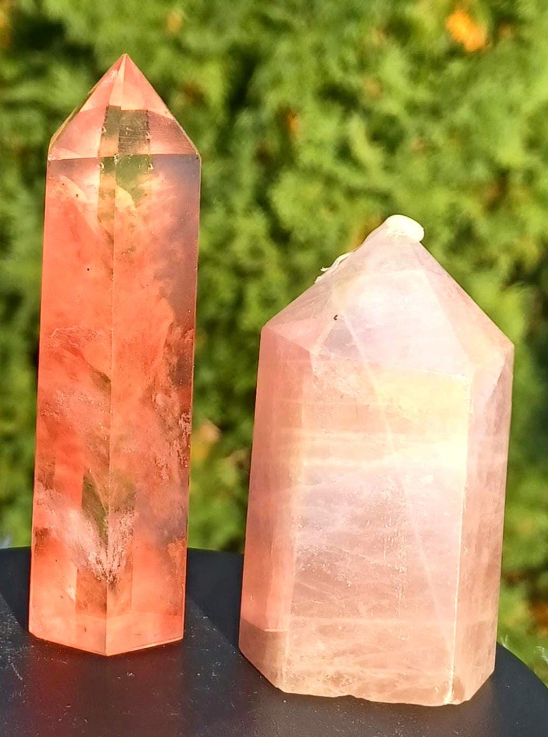 Opaque Aura Bi-color Quartz Towers