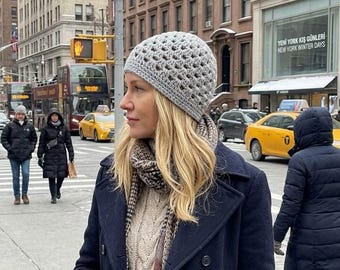 Crochet Raindrop Hat, Wool Blend Boho Beanie, gift for her, him, handmade