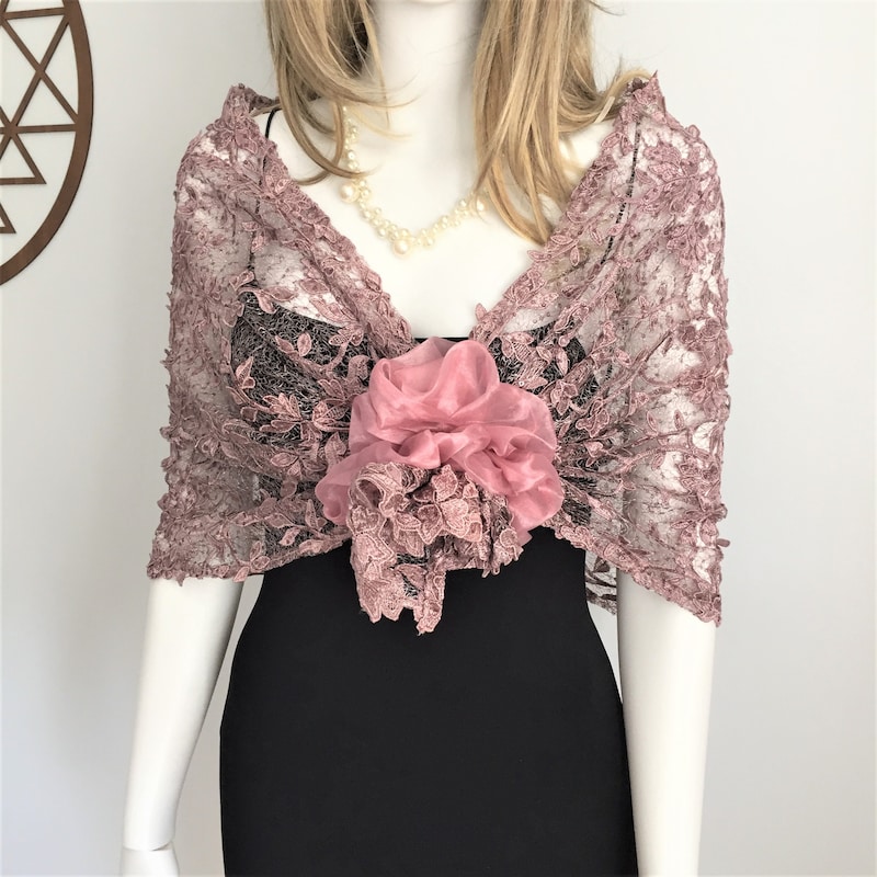 Leaves and Flowers Baby Shawl- Pink main image 1