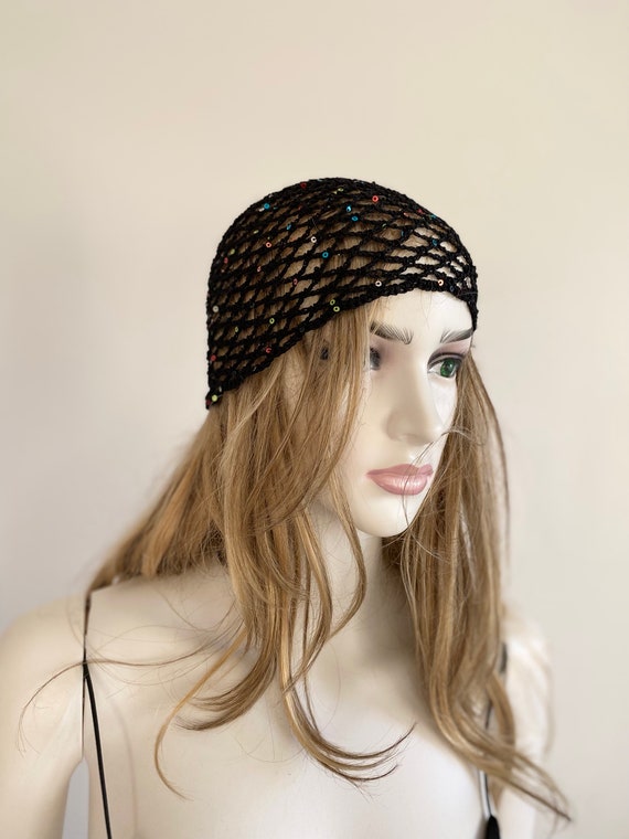 Crochet Black Mesh Hat, All Color Skull Cap, Netted Mesh Beanie, Handmade Hat, Mesh Beanie With Sequins - Etsy Crochet Black Mesh Hat, All Color Skull Cap, Netted Mesh Beanie, Handmade Hat, Mesh Beanie With Sequins - Etsy
