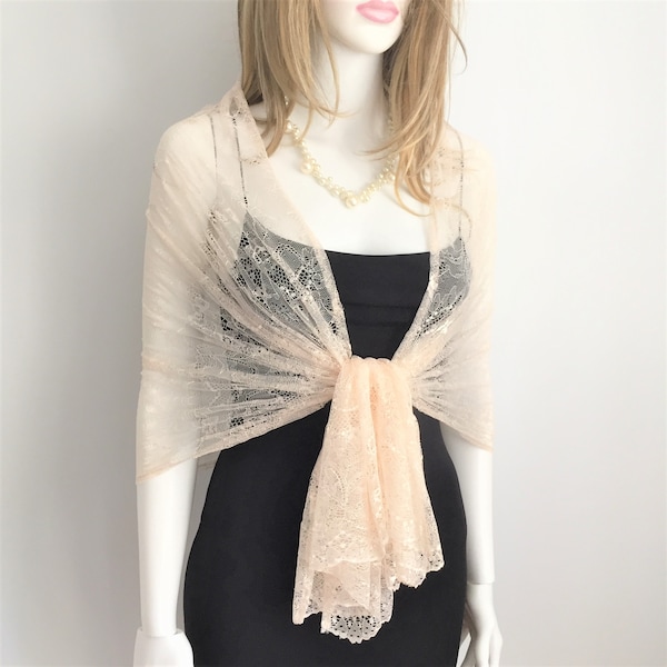 Pastel Orange Shawl, Orange Tulle Shoulder Top, Light Orange Wrap, Night Shawl, Bridal Cover Up, Bridesmaid Gift